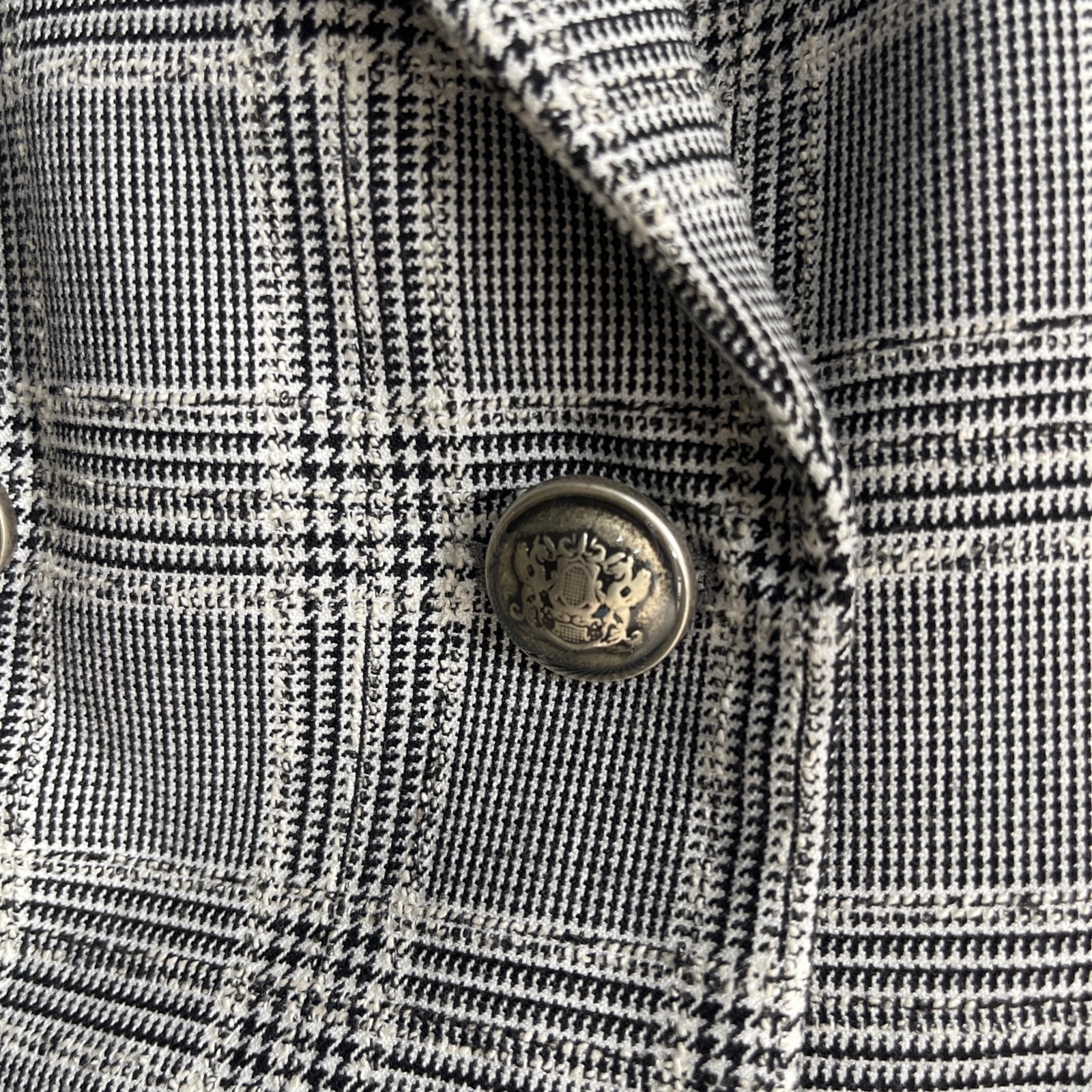 ZARA Double Breasted Textured Checked Blazer Jack… - image 5