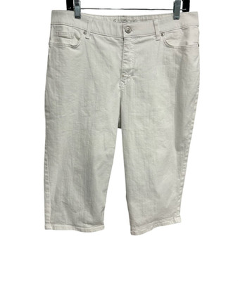 Gloria Vanderbilt 16 White Bermuda Shorts Slimming Stretch Clean Girl Minimalist