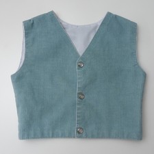 Vintage 80s 4T Toddler Corduroy Vest Western Snap Shirt Blue Teal