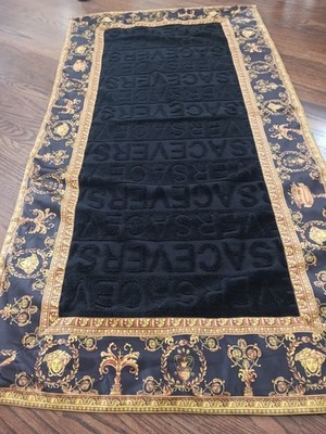 VERSACE HOME  TOWEL LARGE BAROQUE BLACK BATHROOM  BEACH 