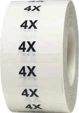 InStockLabels Clothing Size Stickers, 4X - 1.25" x 5" (125 Labels/Roll) - Clo...