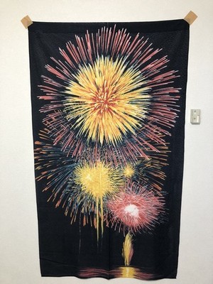 Japanischer Hanabi Feuerwerk Noren Türvorhang Wandteppich 85x150cm Schwarz...