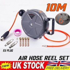 33ft/10m Etractable Air Hose Reel Air Line Compressor Auto Rewind Workshop Tool