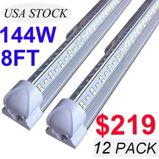 12Pcs LED T8 Integrated Single Fixture 8FT 144W LED Shop Light 6500K SuperBright