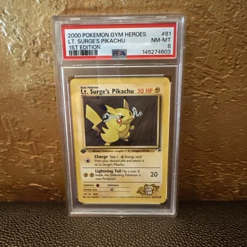 Lt. Surge's Pikachu 81/132 1ST EDITION Pokémon Team Rocket Set PSA 8
