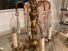 Antique / Vintage Ceiling Light fixture crystal chandelier lamp Cherub