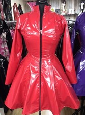 Misfitz sexy red PVC skater dress, two way zip. SIZE 20. Sissy TV CD Fetish Club