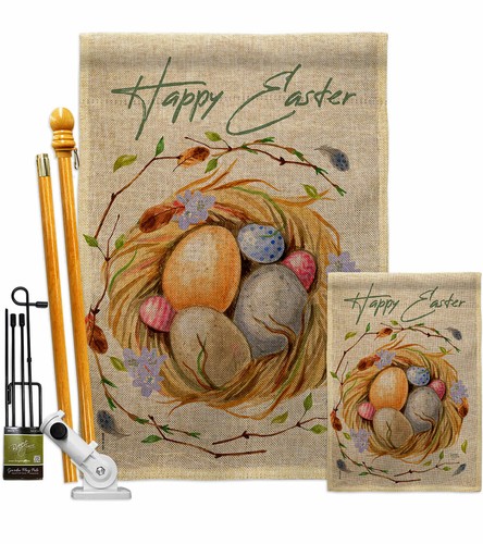 Nido de Pascua Arpillera Jardín Bandera Primavera Decorativo Regalo Patio Casa Banner - Imagen 5 de 19