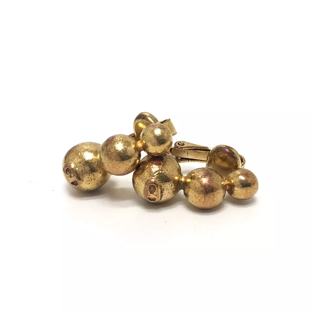 Dior CD Triple Boule Accessoires Boucles d'oreilles Clips Bijoux Boucles d'oreilles Métal Doré