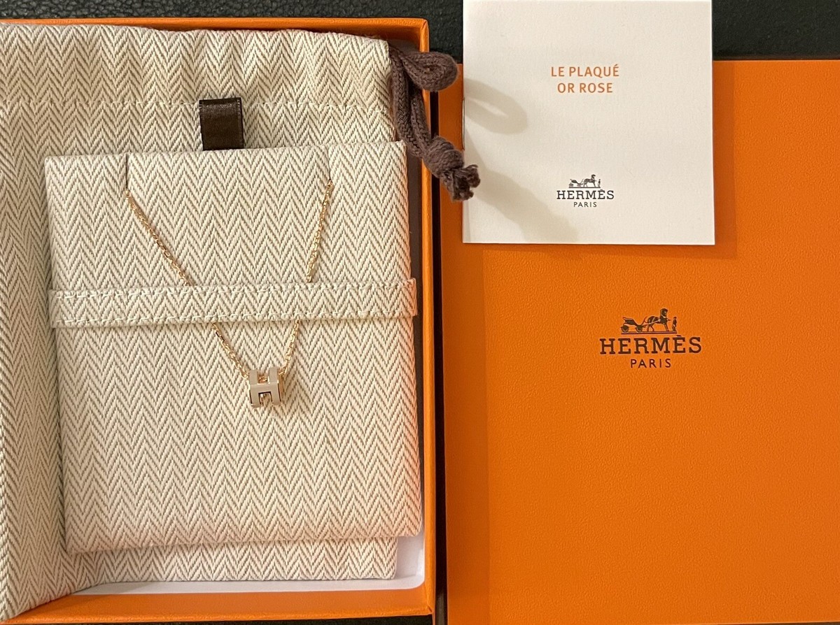 【Hermes】入手困難 ミニポップHペンダントMarron Glace+Rose G New HERMES Mini Pop H Pendant Necklace Marron Glace Rose