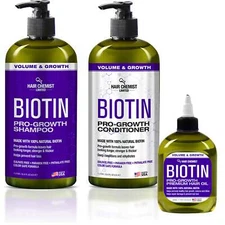Hair Chemist Biotin Pro-Growth 3PC Hair Care Set - Includes 33.8oz Shampoo, 33.8