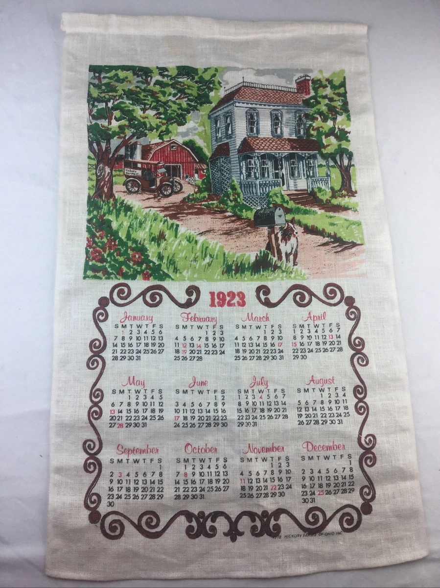 Vintage Linen 1923 Calendar Cloth Towel Reproduced 1978 Hickory Farms | eBay