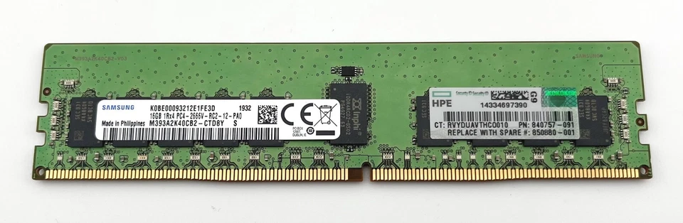 HPE 815098-B21 16GB Single Rank x4 DDR4-2666 Smart Memory Module - 3YR Warranty - Image 3 of 4