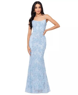 Xscape Straight-Neck Sleeveless Lace Gown, 2