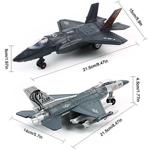 F-35&F-16 Fighter Jet Aircraft Set scala 1:72 modellino aereo pressofuso con luci e suoni - Foto 5 di 12