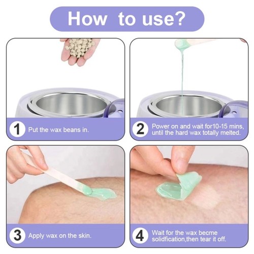 Wax Warmer Pot Depilatory Heater Spa Hair Removal Set Beans Machine Spatula Kit - Picture 7 of 7