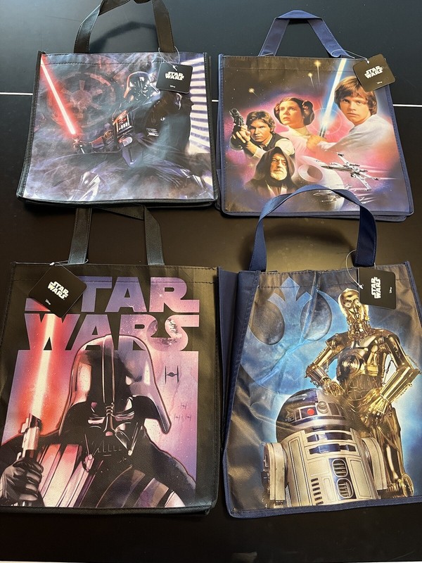 4 NWT Star Wars New Hope Reusable Shopping Bags C3PO Darth Vader Luke Halloween