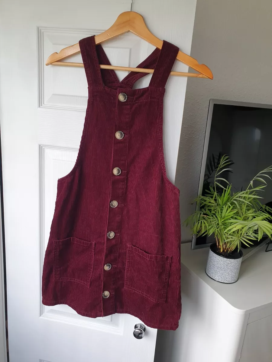 Burgundy dungaree dress sales