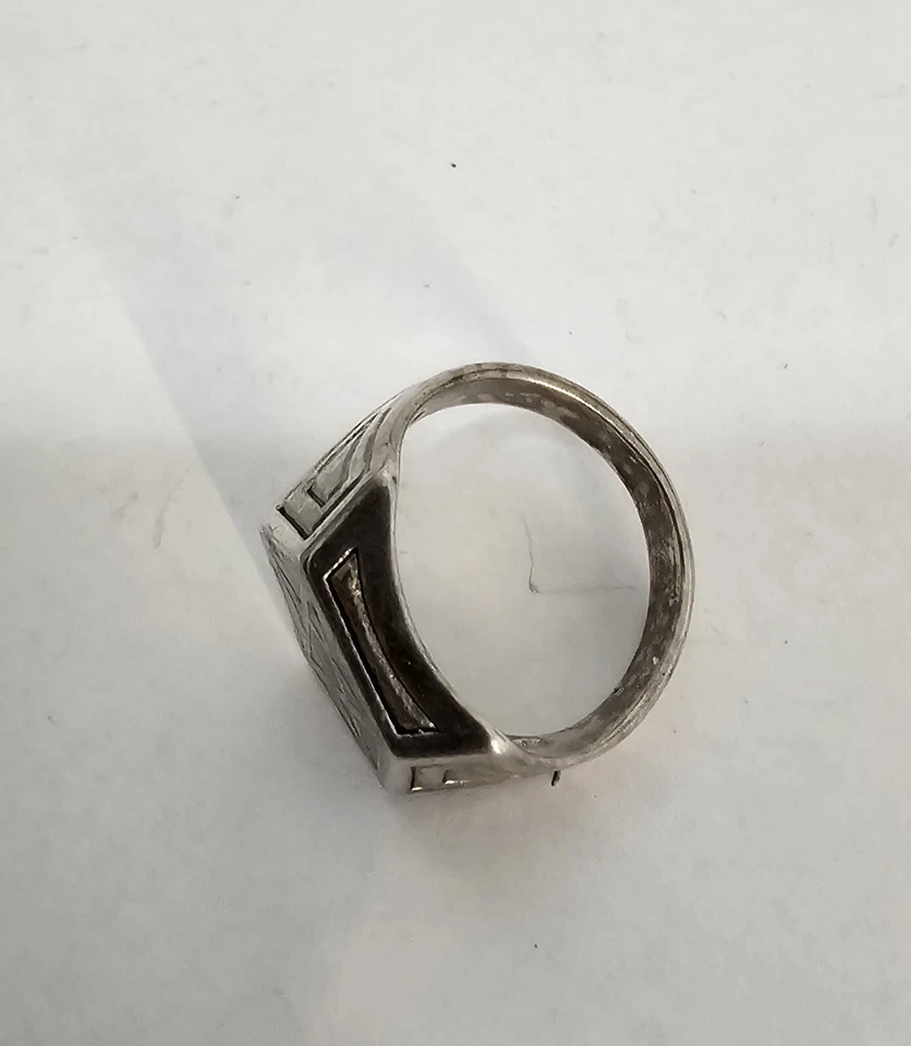 Anillo vintage de hombre talla 8 de plata esterlina 925 pentagrama bruja motociclista firmado G&S Foto 4 de 4