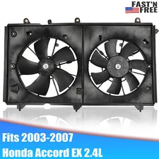 Fit 2003-2007 Honda Accord EX 2.4L 4Cyl Radiator Condenser Cooling Fan Assembly