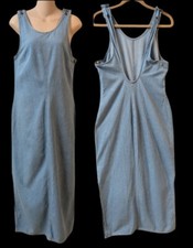 VTG 90's Newport News Denim Jumper Maxi Dress 12 M Slits