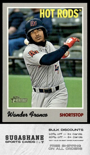 2019 Topps Heritage Minor 1 Wander Franco Bowling Green Hot Rods Baseball Card