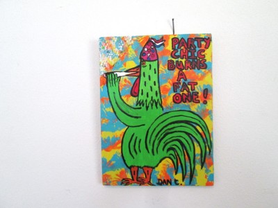 Outsider Folk art original painting Chicken rooster self taught #Dancfolkart