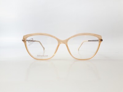 Stepper Eyeglasses women beige acetate titanium cateye case cloth md.30174 NEW