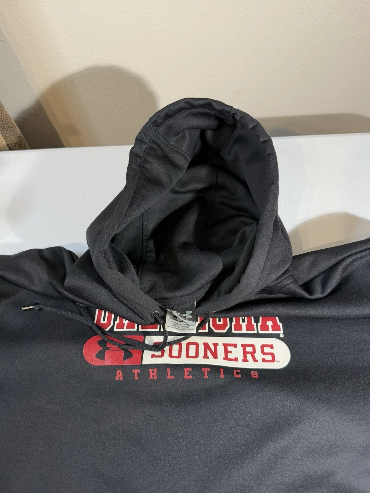 VETEMENTS Under Armour Oklahoma University Pullover Nero Felpa con Cappuccio Uomo Taglia S