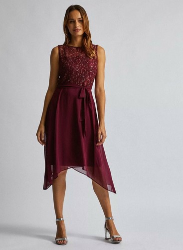 Chiffon Red Lace Dress Occasion 