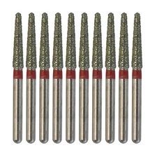 Dental Diamond Burs Round End Taper 850/016F Fine Grit Red FG High Speed 10pcs