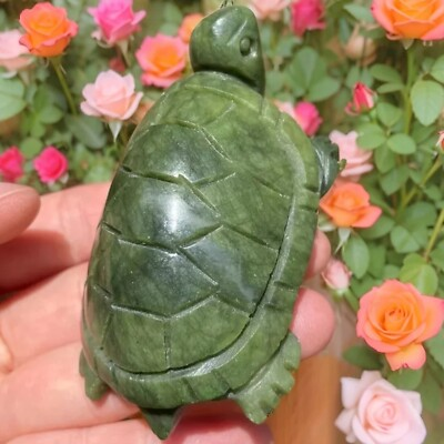 #ad Natural 8cm Turtle Jade Crystal Carving Handcrafted Stone Healing Sculpture Gift $15.95