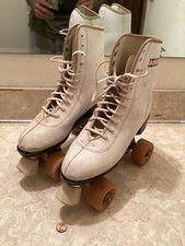 Vintage Ladies Sz. 8 Variflex White Roller Skates Sealed Bearing Wheels