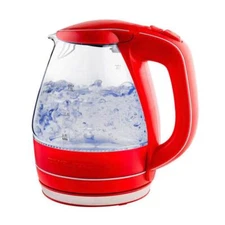 Ovente Electric Kettle 1.5L Red Glass Fast Boil Auto Shut Off BPA Free 1100W