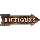 Antiques Bulb Letters Novelty Metal Arrow Sign Directional 17" x 5" Wall Decor