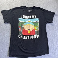 South Park Men Shirt XL Black Cartman Cheesy Poofs Short Sleeve Tee