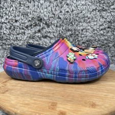 Crocs Classic Rainbow Tie-Dye 7 Fur Lined Clogs Slip On Shoes Womens 8 Mens 6