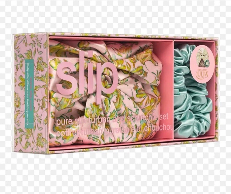 SLIP Pure Silk Turban And Scrunchie Gift Set - Fern New In Box - Image 2 of 3