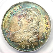 1814 Capped Bust Half Dollar 50C Coin - Certified ANACS MS60 Details (UNC)