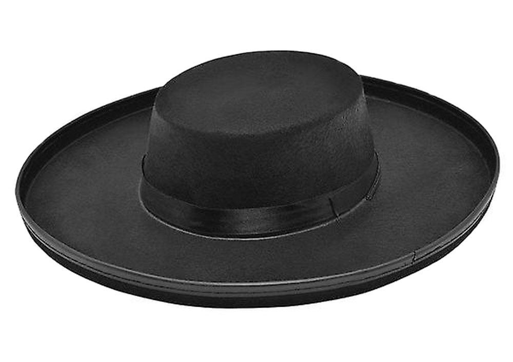 Adults Black Felt Highwayman Bandit Zorro Vendetta Style Fancy Dress Hat