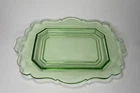 Antique 1930s Uranium Glass 10.5” Serving Platter Depression Ware Scalloped Edge