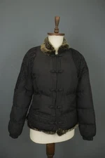 Roberto Cavalli Black Long Sleeve Mock Neck Toggle Button Puffer Jacket Size 46