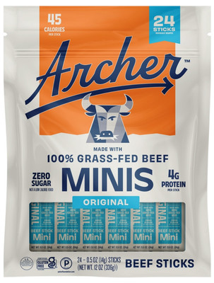 Country Archer Original Mini Beef Sticks (24 Pack) Grass Fed.