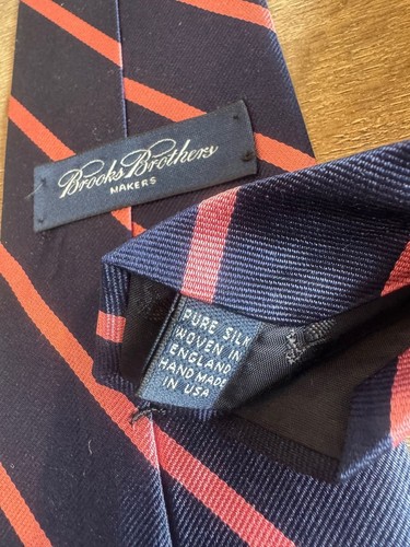 Cravatta uomo Brooks Brothers pura seta blu/rosa a righe diagonali - Foto 3 di 6