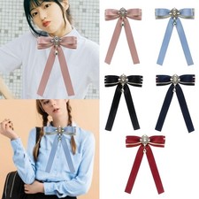 Ribbon Bow Brooch Pre Tied Bow Tie Neck Tie Brooch Pin for Suit Shirts Party