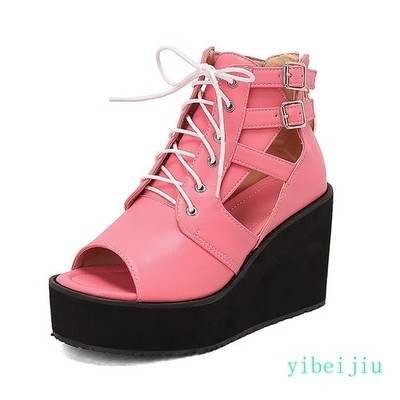 Women Roman Ankle Boot High Wedge Heel Platform Sandal Comfort Shoes Chunky Sole