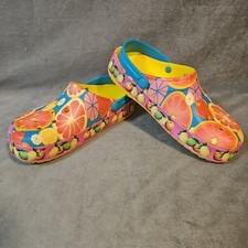 Rare Crocs Crocband Citrus Fruit Clog Grapefruit Print Women  s 8 Men  s 6 HTF