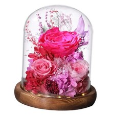 Flowers for Delivery Prime Preserved Flowers with LED Light in a Glass Reddish