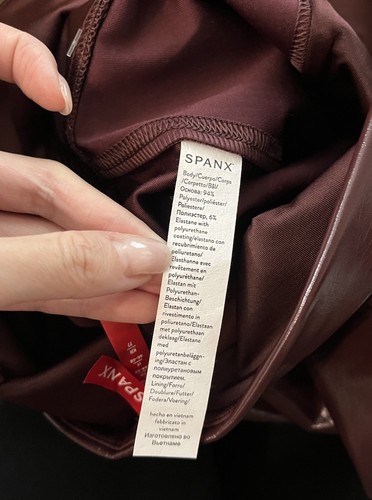 Leggings para mujer Spanx rojo rubí imitación charol talla pequeña grande - Imagen 3 de 7