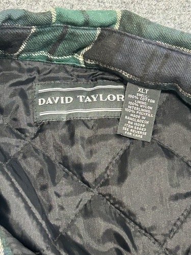 David Taylor Button Up Flannel Shacket Men's XLT Tall Blue Green Plaid Cotton - Picture 5 of 6